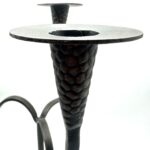 Hand Forged Iron Candelabra 17" (43cm) Antique Patina Finish 3 Light Relief Texture Centerpiece - Image 5