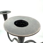 Hand Forged Iron Candelabra 17" (43cm) Antique Patina Finish 3 Light Relief Texture Centerpiece - Image 7