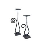 Hand Forged Iron Candle Holder Set of 2 Antique Patina Finish Single Plate Spiral Scroll Centerpieces - Image 6