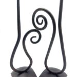 Hand Forged Iron Candle Holder Set of 2 Antique Patina Finish Single Plate Spiral Scroll Centerpieces - Image 3