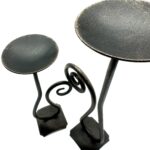 Hand Forged Iron Candle Holder Set of 2 Antique Patina Finish Single Plate Spiral Scroll Centerpieces - Image 10