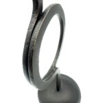 Hand Forged Iron Candlestick 13" (33cm) Antique Patina Finish Single Light Geometric Ring Centerpiece - Image 4