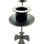 Hand Forged Iron Candelabra 13.5" (34cm) Antique Patina Finish  Geometric Arch Centerpiece - Image 7