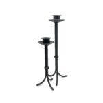 Hand Forged Iron Candlestick Set of 2 Antique Patina Finish Tall Minimalist Taper Centerpieces