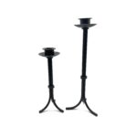 Hand Forged Iron Candlestick Set of 2 Antique Patina Finish Tall Minimalist Taper Centerpieces - Image 6