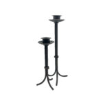 Hand Forged Iron Candlestick Set of 2 Antique Patina Finish Tall Minimalist Taper Centerpieces