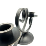 Hand Forged Iron Heart Motif Candelabra 12" (30cm) Antique Patina Finish Symmetrical Centerpiece - Image 8