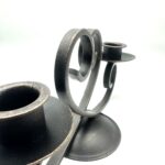 Hand Forged Iron Heart Motif Candelabra 12" (30cm) Antique Patina Finish Symmetrical Centerpiece - Image 8