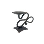Hand Forged Iron Candlestick 6.7" (17cm) Dark Aged Iron Scalloped Centerpiece - Image 6