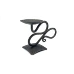 Hand Forged Iron Candlestick 6.7" (17cm) Dark Aged Iron Scalloped Centerpiece - Image 6