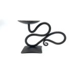 Hand Forged Iron Candlestick 6.7" (17cm) Dark Aged Iron Scalloped Centerpiece