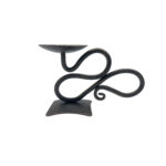Hand Forged Iron Candlestick 6.7" (17cm) Dark Aged Iron Scalloped Centerpiece