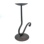 Hand Forged Iron Candelabra 9" (23cm) Antique Patina Finish Double Light Symmetrical Scrollwork - Image 6