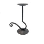 Hand Forged Iron Candelabra 9" (23cm) Antique Patina Finish Double Light Symmetrical Scrollwork