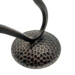 Hand Forged Iron Candelabra 9" (23cm) Antique Patina Finish Double Light Symmetrical Scrollwork - Image 4