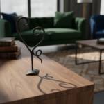 Handmade Iron Heart Sculpture 31cm Antique Patina Decorative Tabletop Art Figurine - Image 3