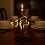 Handmade Wrought Iron Single Candlestick Holder 28cm Artisan Tabletop Decor - Image 2