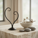 Handmade Iron Heart Sculpture 25cm Antique Patina Decorative Tabletop Art Object - Image 2