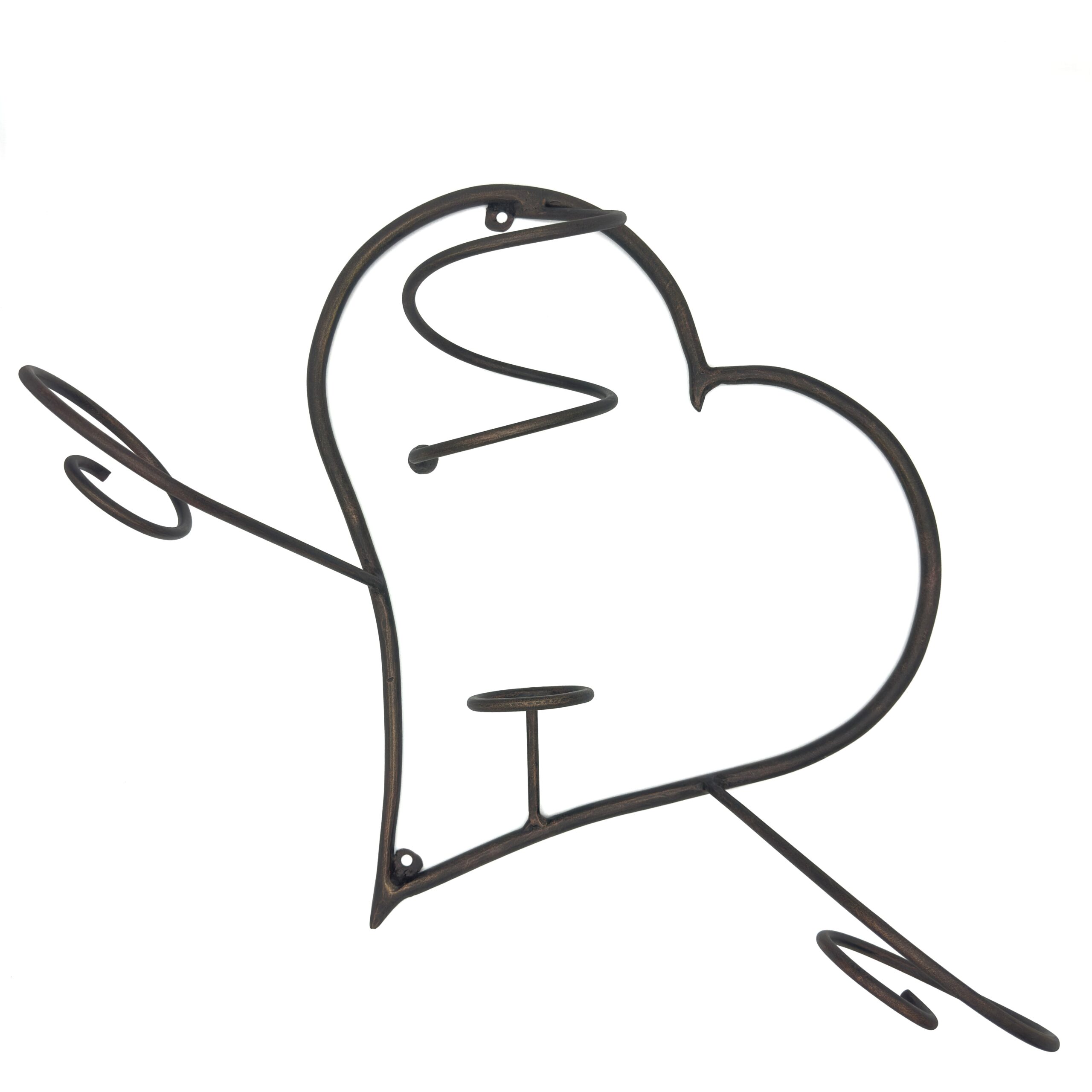 1198 Handmade Wrought Iron Wall Mounted Wine Rack and Glass Holder 54cm Antique Patina Decorative Home Bar Display - Image 1