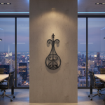 Handmade Wrought Iron Fleur de Lis Wall Mounted Decor 61cm Antique Patina Decorative Metal Art Object - Image 6