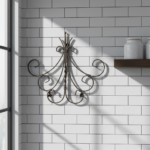 Handmade Wrought Iron Scrollwork Wall Decor 50cm Antique Patina Decorative Artisan Metal Object - Image 3