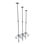 Hand Forged Iron Floor Candelabra Set of 3 41″- 45″- 49″(103-113-123) Artisan Matte Black Scrolled Base Rustic Floor Decor - Image 6