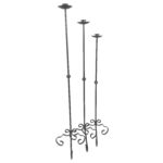 Hand Forged Iron Floor Candelabra Set of 3 41″- 45″- 49″(103-113-123) Antique Patina Scrolled Base Rustic Floor Decor - Image 7