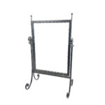 Hand Forged Iron Swivel Tabletop Mirror 68cm Aluminum Patina Artisan Scrolled Base Rustic Decor - Image 10