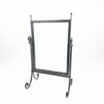 Hand Forged Iron Swivel Tabletop Mirror 68cm Aluminum Patina Artisan Scrolled Base Rustic Decor - Image 10