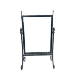 Hand Forged Iron Swivel Tabletop Mirror 68cm Aluminum Patina Artisan Scrolled Base Rustic Decor - Image 9