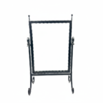 Hand Forged Iron Swivel Tabletop Mirror 68cm Aluminum Patina Artisan Scrolled Base Rustic Decor - Image 9