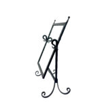 Hand Forged Iron Swivel Tabletop Mirror 68cm Aluminum Patina Artisan Scrolled Base Rustic Decor
