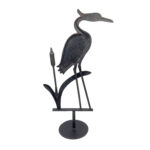 Hand Forged Wrought Iron Heron Sculpture 26″ (66cm) Antique Patina Reed & Cattail Accents Decor - Image 11