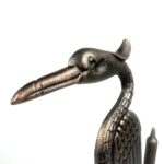Hand Forged Wrought Iron Heron Sculpture 26″ (66cm) Antique Patina Reed & Cattail Accents Decor - Image 4