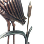 Hand Forged Wrought Iron Heron Sculpture 26″ (66cm) Antique Patina Reed & Cattail Accents Decor - Image 9