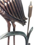 Hand Forged Wrought Iron Heron Sculpture 26″ (66cm) Antique Patina Reed & Cattail Accents Decor - Image 12