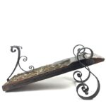 Authentic Antique Threshing Sledge Coffee Table 110cm Hand Forged Wrought Iron Base with Horseshoe Details Rustic Industrial Art