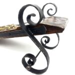 Authentic Antique Threshing Sledge Coffee Table 110cm Hand Forged Wrought Iron Base with Horseshoe Details Rustic Industrial Art - Image 11