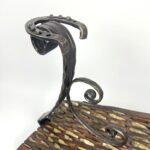 Authentic Antique Threshing Sledge Coffee Table 110cm Hand Forged Wrought Iron Base with Horseshoe Details Rustic Industrial Art - Image 4