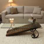 Authentic Antique Threshing Sledge Coffee Table 110cm Hand Forged Wrought Iron Base with Horseshoe Details Rustic Industrial Art - Image 3