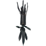 Hand Forged Wrought Iron Torch Wall Sconce 75cm Antique Patina Leaf Detail Wall Mount Decor
