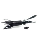 Hand Forged Wrought Iron Torch Wall Sconce 75cm Antique Patina Leaf Detail Wall Mount Decor - Image 5