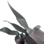 Hand Forged Wrought Iron Torch Wall Sconce 75cm Antique Patina Leaf Detail Wall Mount Decor - Image 7