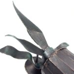 Hand Forged Wrought Iron Torch Wall Sconce 75cm Antique Patina Leaf Detail Wall Mount Decor - Image 7