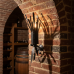 Hand Forged Wrought Iron Torch Wall Sconce 75cm Antique Patina Leaf Detail Wall Mount Decor - Image 2