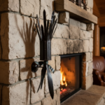 Hand Forged Wrought Iron Torch Wall Sconce 75cm Antique Patina Leaf Detail Wall Mount Decor - Image 3