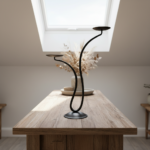 Hand Forged Iron Candelabra 15" (38cm) Antique Patina Finish 2 Light Scrolled Ribbon Centerpiece - Image 5