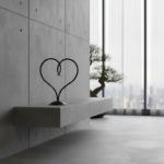 Hand Forged Iron Heart Motif Sculptural Decorative Object 11" (27cm) Antique Patina Finish Scrolled Heart Art - Image 5