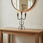 Hand Forged Wrought Iron 3 Light Candelabra (Antique Patina) Textured Cup Candle Holder - Image 3