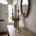 Hand Forged Wrought Iron 3 Light Candelabra (Antique Patina) Tall Floor or Table Candle Holder - Image 4